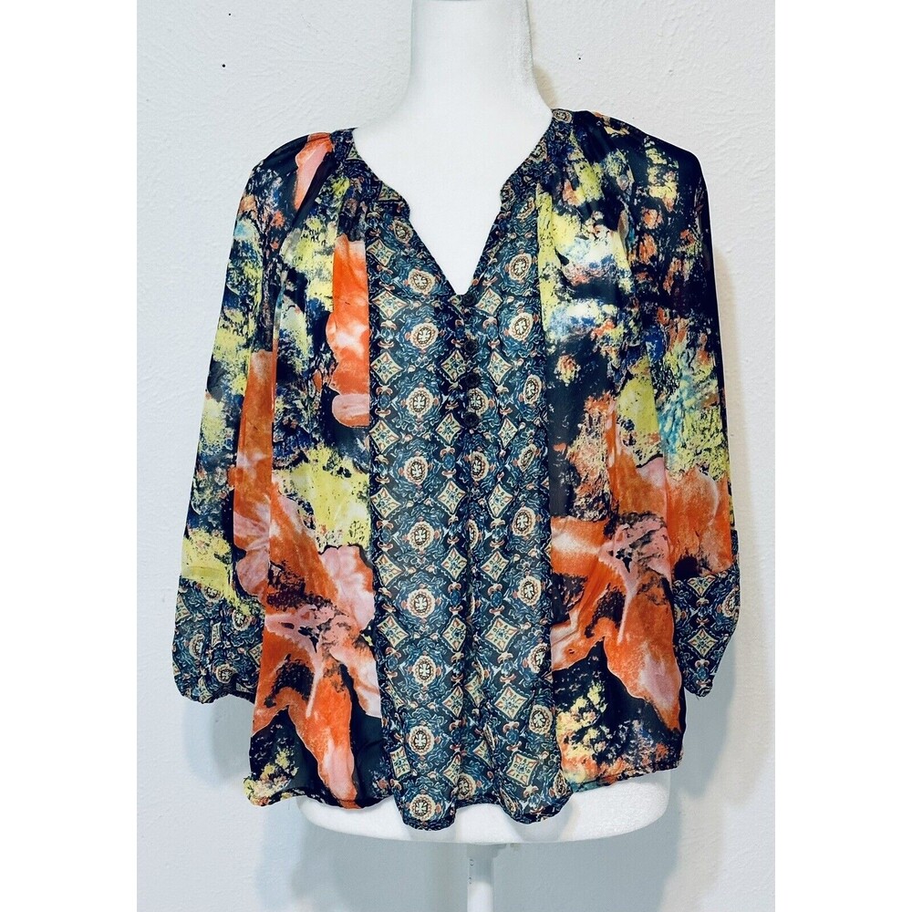 Figueroa & Flower Women Size S Patchwork Floral Blouse Boho Festival Peasant